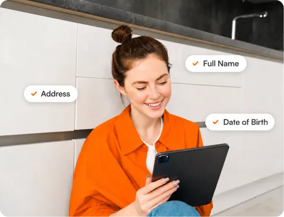 A client entering their name, address and date of birth