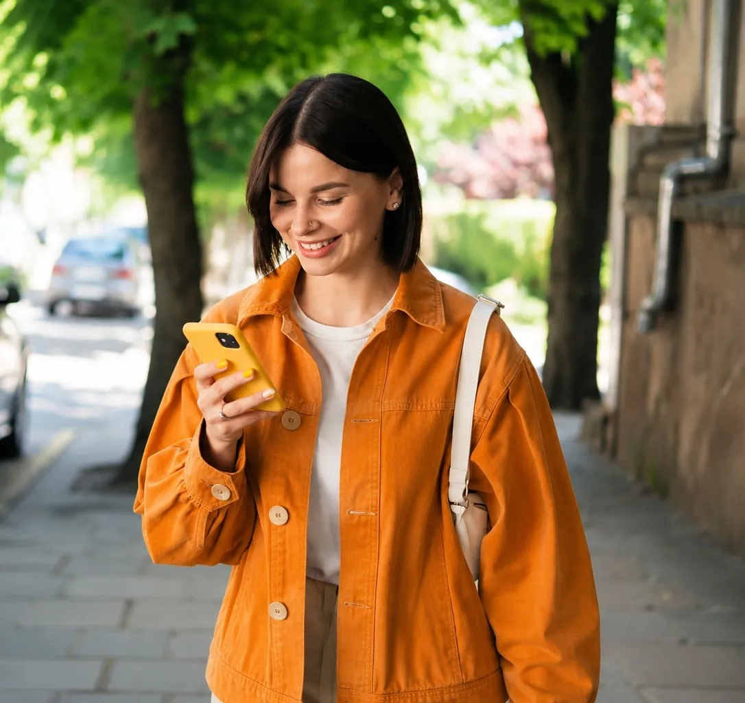 A client checking her car finance claim on her phone